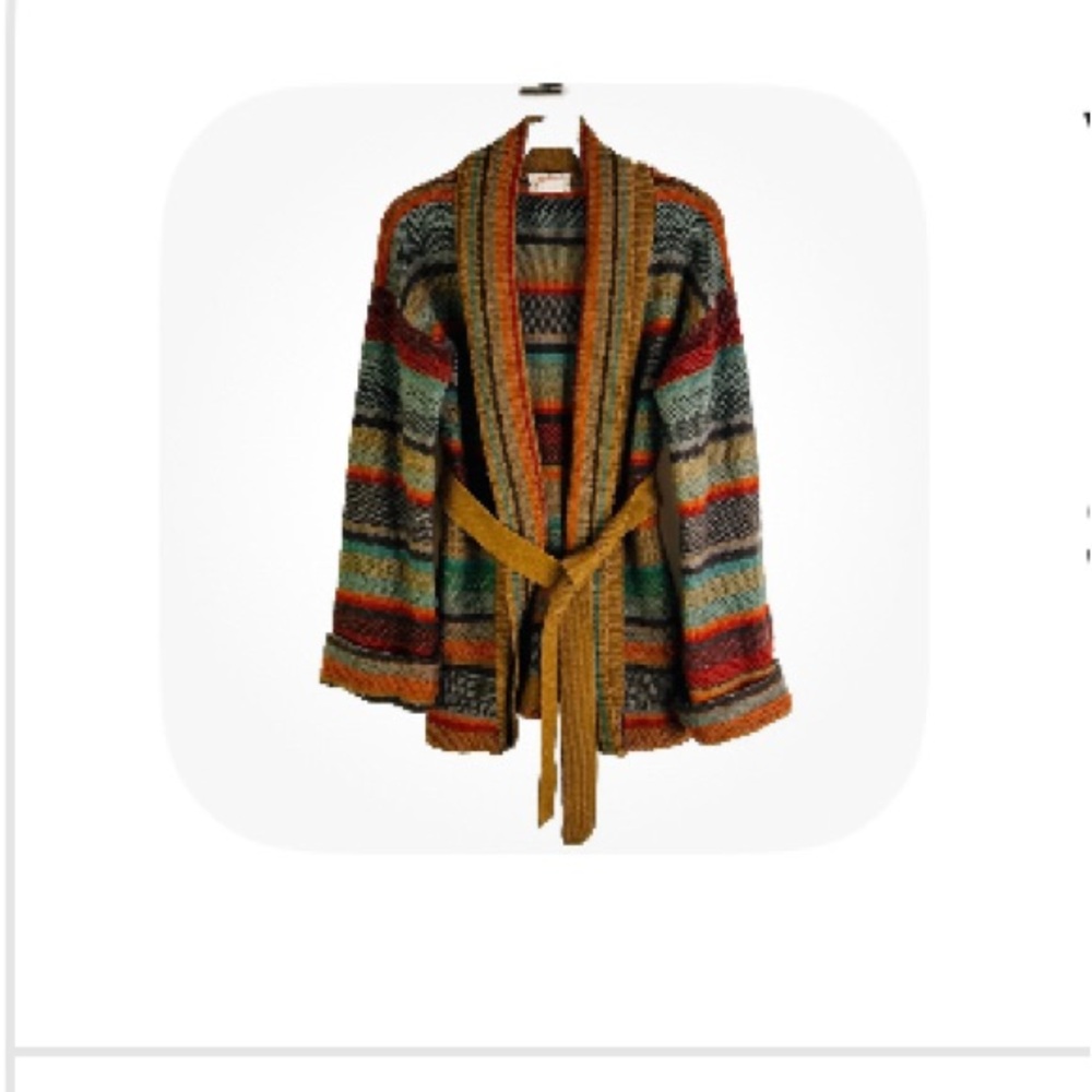 Vintage 70s Women's Rainbow Stripe-Knit Cardigan Sweater